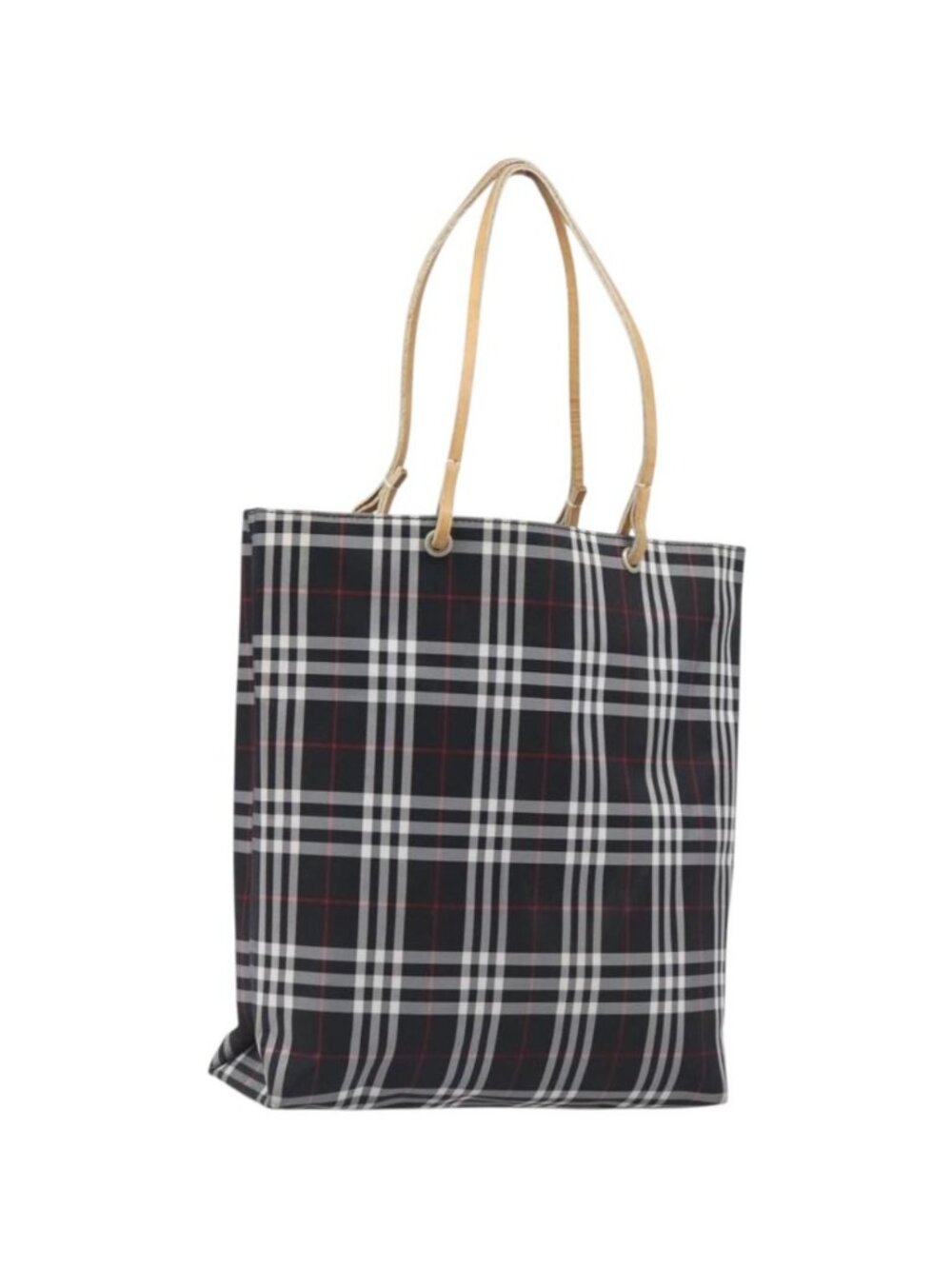 BURBERRY Nova Check Tote Bag Canvas Black Silver